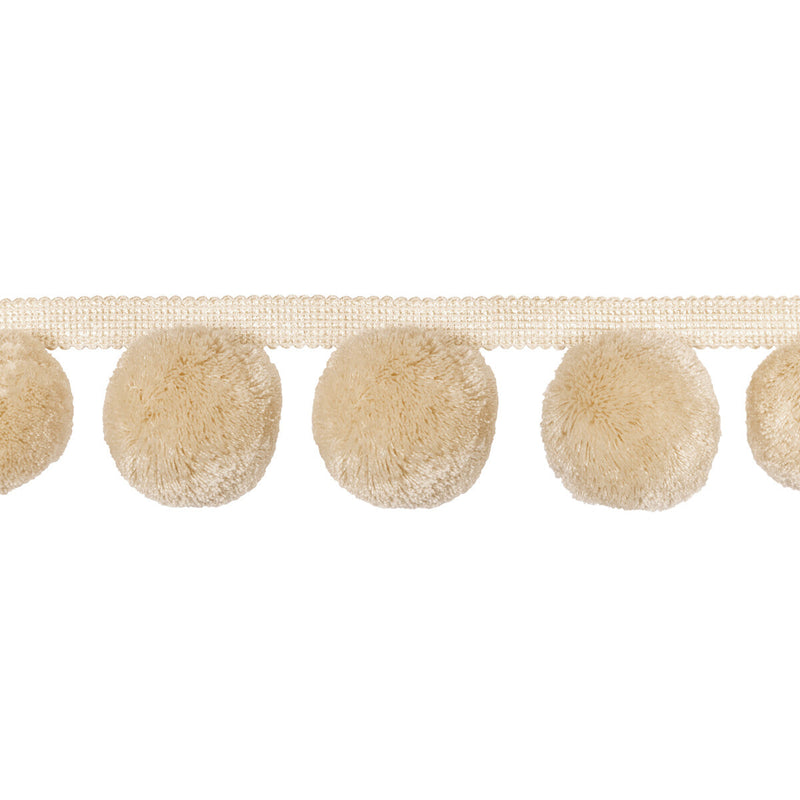 KRAVET COUTURE - JUNGLE POMS- CREAM - Fabric by the Yard CREAM
