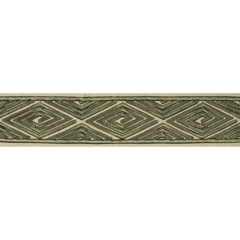 BRUNSCHWIG & FILS - LABYRINTHE TAPE- GREEN - Fabric by the Yard GREEN