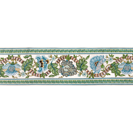 BRUNSCHWIG & FILS - LAURIS BORDER- AQUA/LEAF - Fabric by the Yard AQUA/LEAF