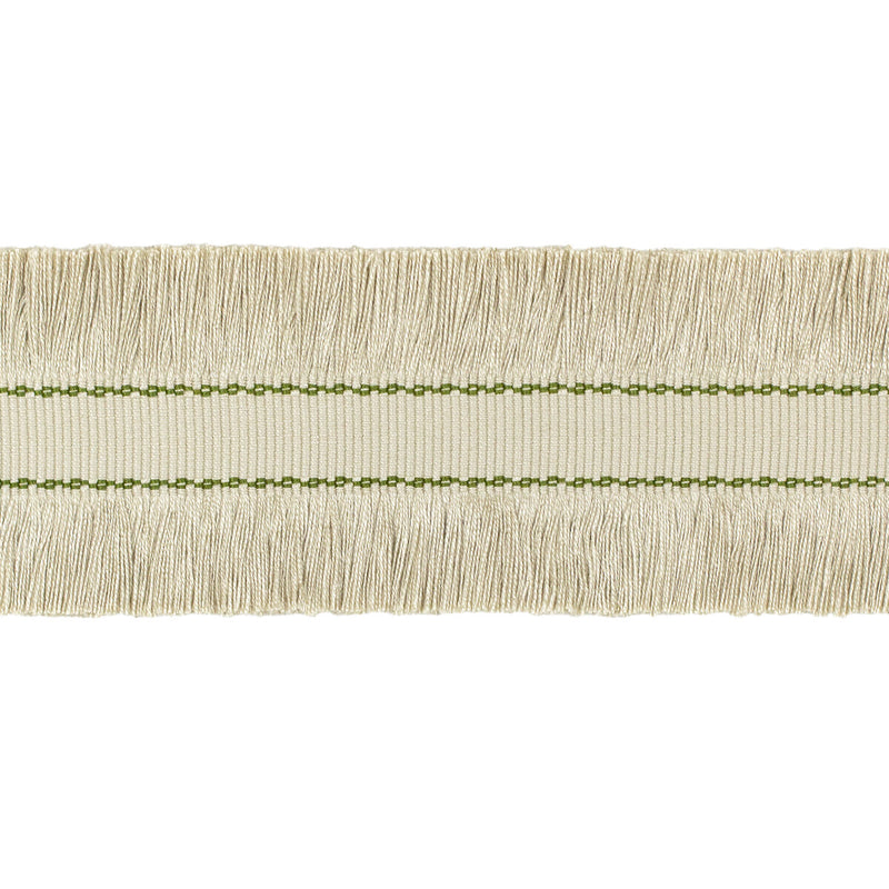 LEE JOFA - CUT RUCHE FRINGE- FLAX & OLIVE GRN - Fabric by the Yard FLAX & OLIVE GRN