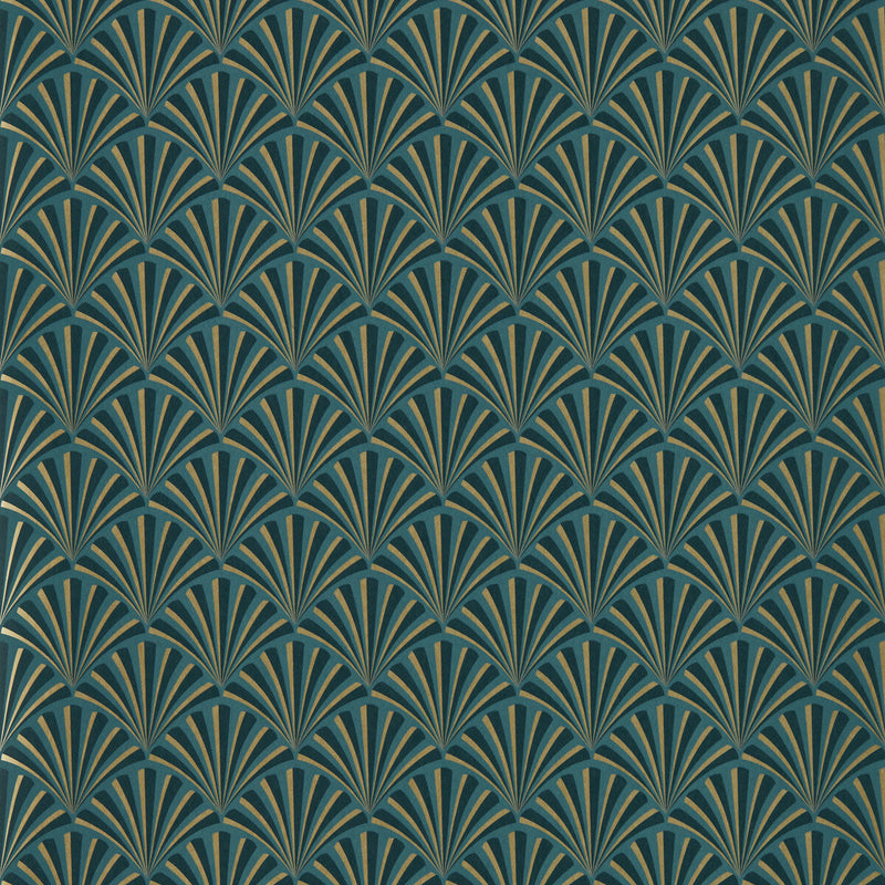 CLARKE AND CLARKE - CHRYSLER- TEAL WP - Wallcovering by the Roll TEAL WP