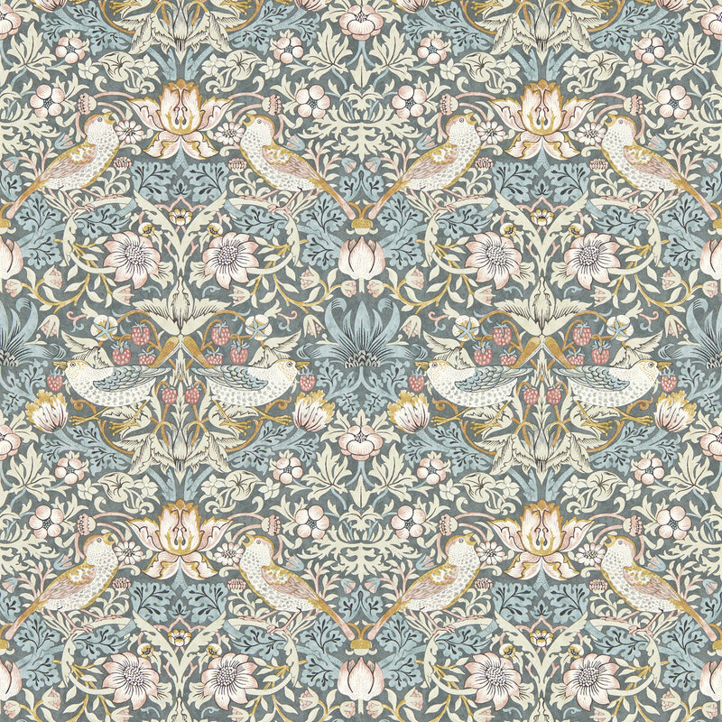 CLARKE AND CLARKE - STRAWBERRY THIEF- SLATE WP - Wallcovering by the Roll SLATE WP