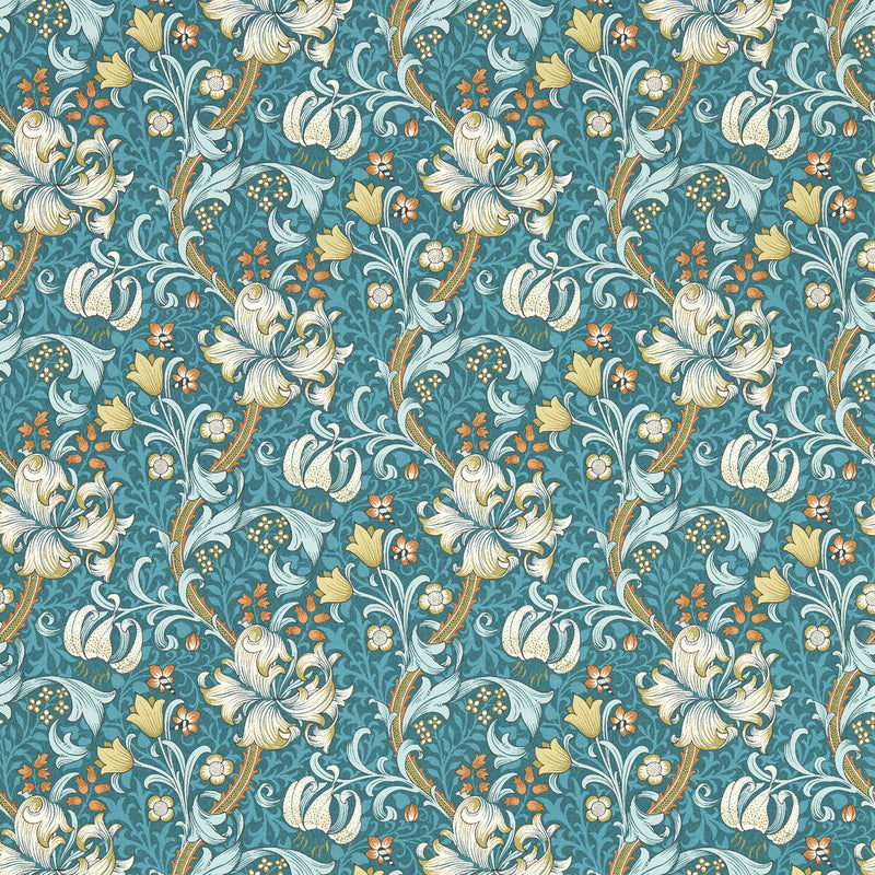 CLARKE AND CLARKE - GOLDEN LILY- TEAL WP - Wallcovering by the Roll TEAL WP