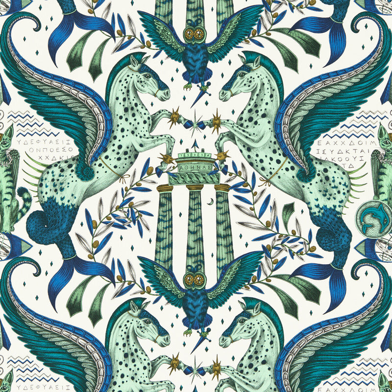 CLARKE AND CLARKE - ODYSSEY MYTHOS- OLIVE WP - Wallcovering by the Roll OLIVE WP