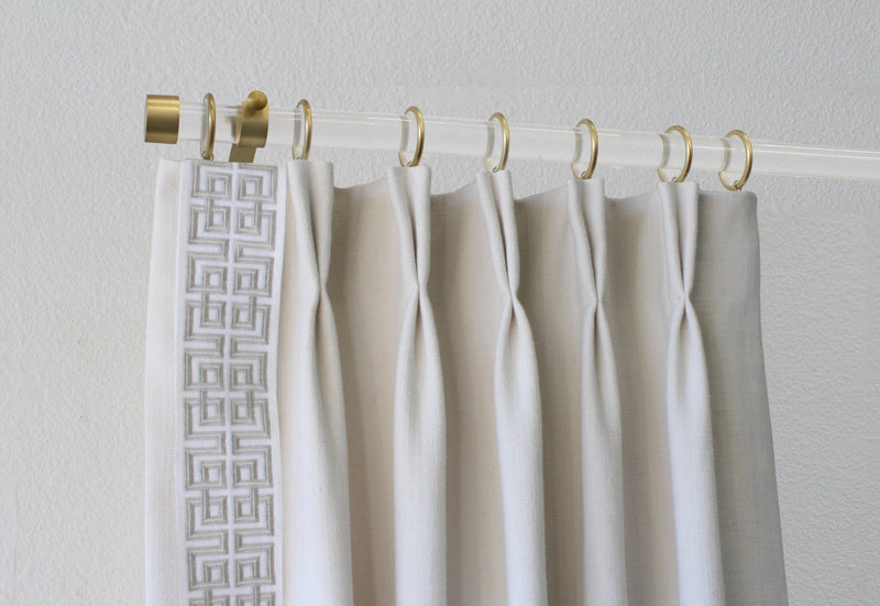 Acrylic 1 1/8 Inch Round Drapery Rod Set - Includes Curtain Rod, Adjustable Brackets, Rings, and End Caps