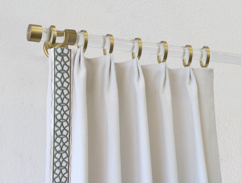 Acrylic 1 1/8 Inch Round Drapery Rod Set - Includes Curtain Rod, Enclosed Brackets, Flat Rings, and End Caps