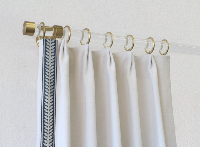 Acrylic 1 1/8 Inch Round Drapery Rod Set - Includes Curtain Rod, Enclosed Brackets, Rings, and End Caps