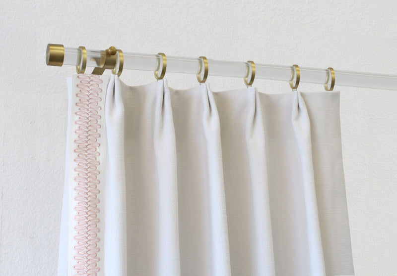 Acrylic 1 1/8 Inch Round Drapery Rod Set - Includes Curtain Rod, Adjustable Brackets, Flat Rings, and End Caps