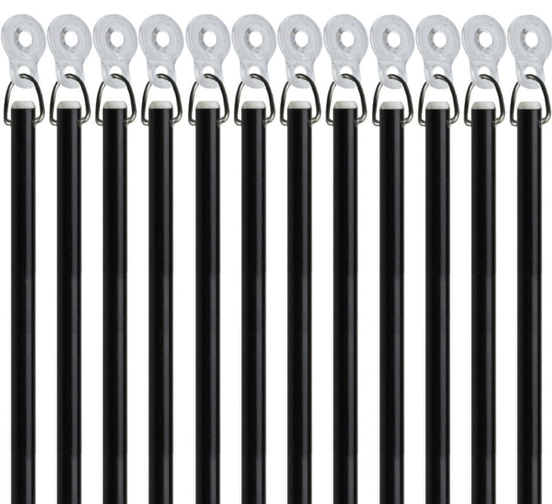 Black Fiberglass Drapery Pull Wands With Plastic Adapters - Available in Multiple Lengths and Pack Sizes - For Easy Opening and Closing of Curtain Window Treatments