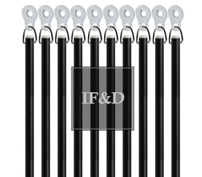 Black Fiberglass Drapery Pull Wands With Plastic Adapters - Available in Multiple Lengths and Pack Sizes - For Easy Opening and Closing of Curtain Window Treatments