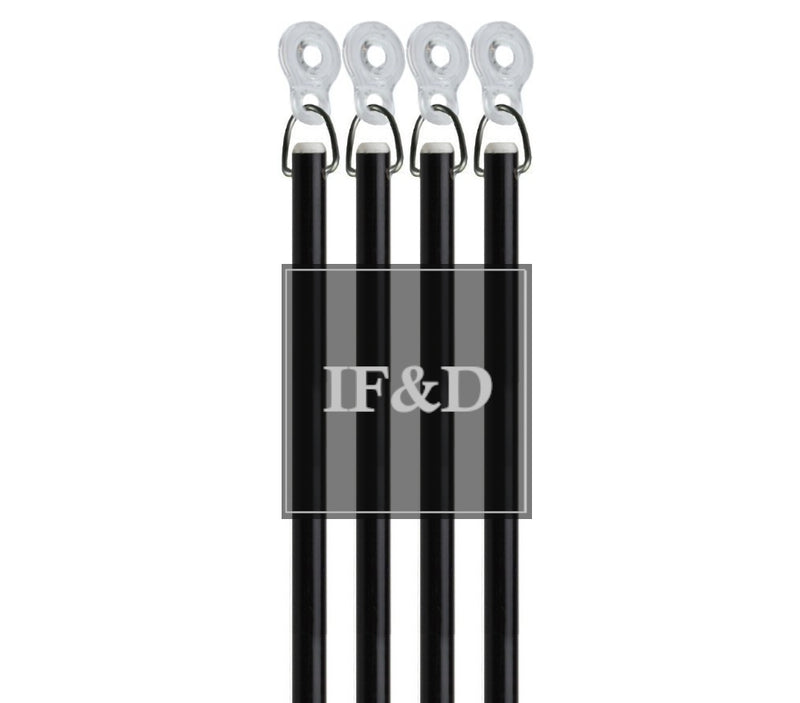 Black Fiberglass Drapery Pull Wands With Plastic Adapters - Available in Multiple Lengths and Pack Sizes - For Easy Opening and Closing of Curtain Window Treatments