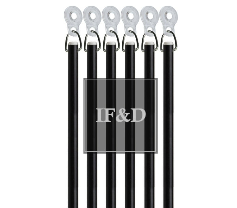 Black Fiberglass Drapery Pull Wands With Plastic Adapters - Available in Multiple Lengths and Pack Sizes - For Easy Opening and Closing of Curtain Window Treatments