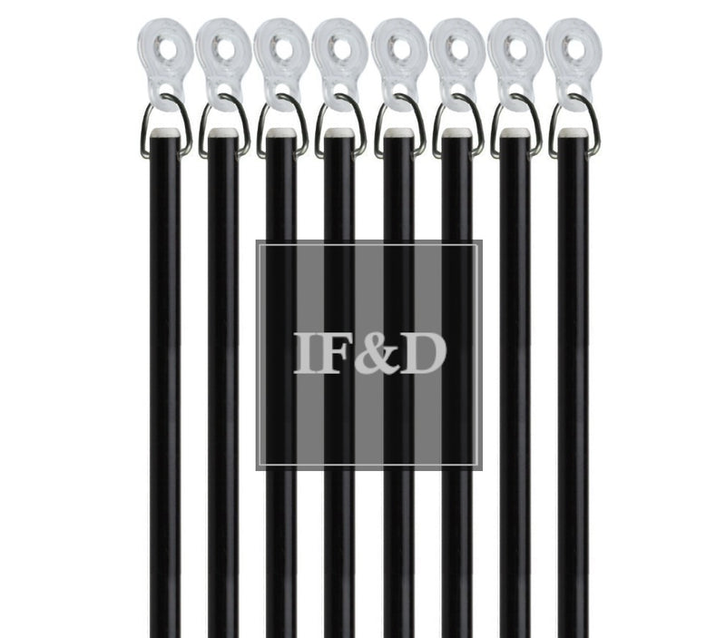 Black Fiberglass Drapery Pull Wands With Plastic Adapters - Available in Multiple Lengths and Pack Sizes - For Easy Opening and Closing of Curtain Window Treatments