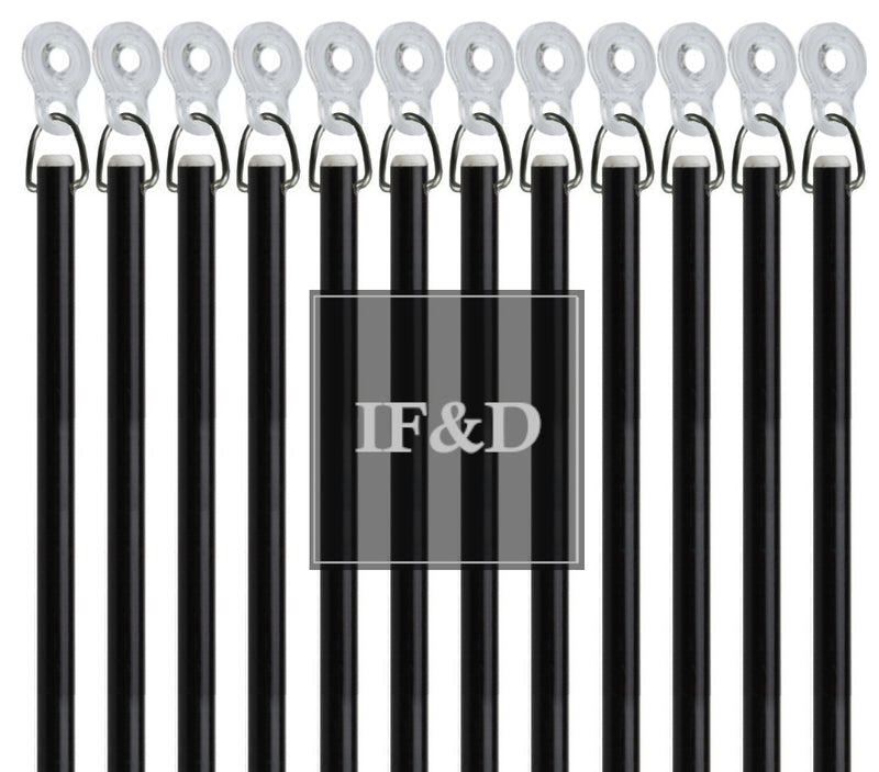 Black Fiberglass Drapery Pull Wands With Plastic Adapters - Available in Multiple Lengths and Pack Sizes - For Easy Opening and Closing of Curtain Window Treatments