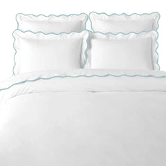 Blue / White Scalloped Duvet Cover - King