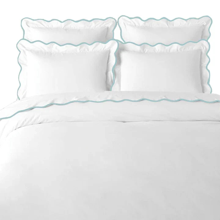 Blue / White Scalloped Duvet Cover - King