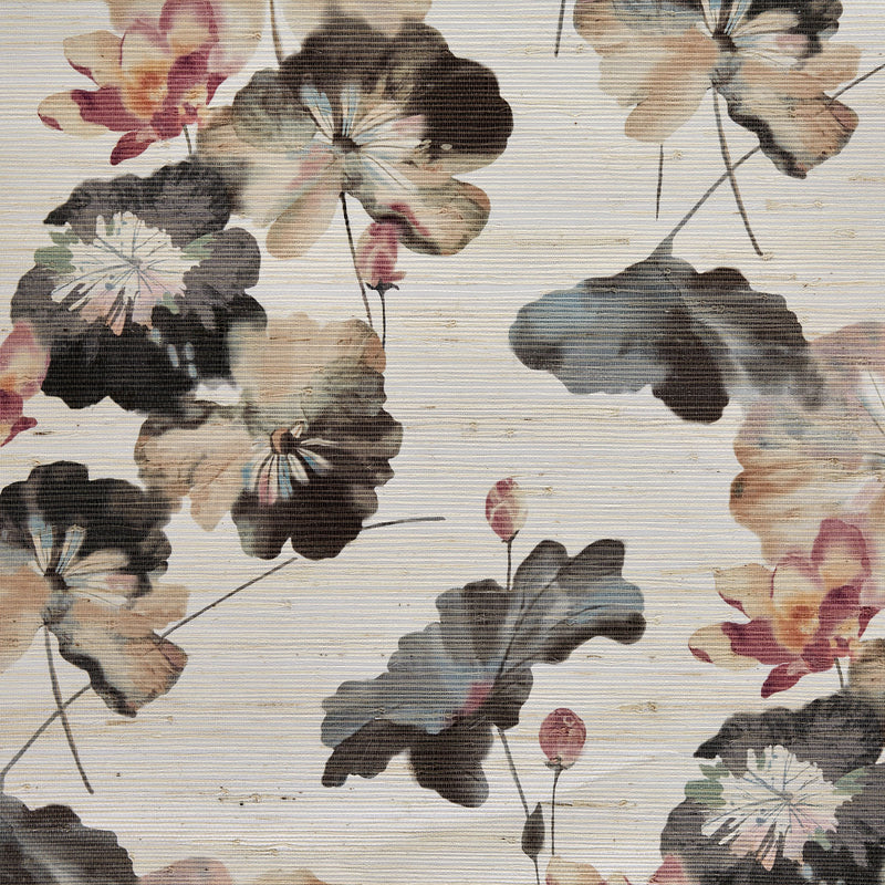 Maxwell Wallpaper - WATER LILIES Grasscloth (WP) - Wallpaper by the 6.6 yard roll - Samples Available Upon Request - MFS-01165