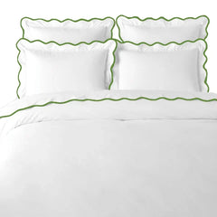 Green / White Scalloped Duvet Cover - King