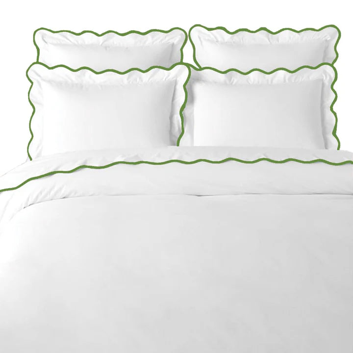 Laura Park- Full/Queen Scalloped Duvet Cover - Green