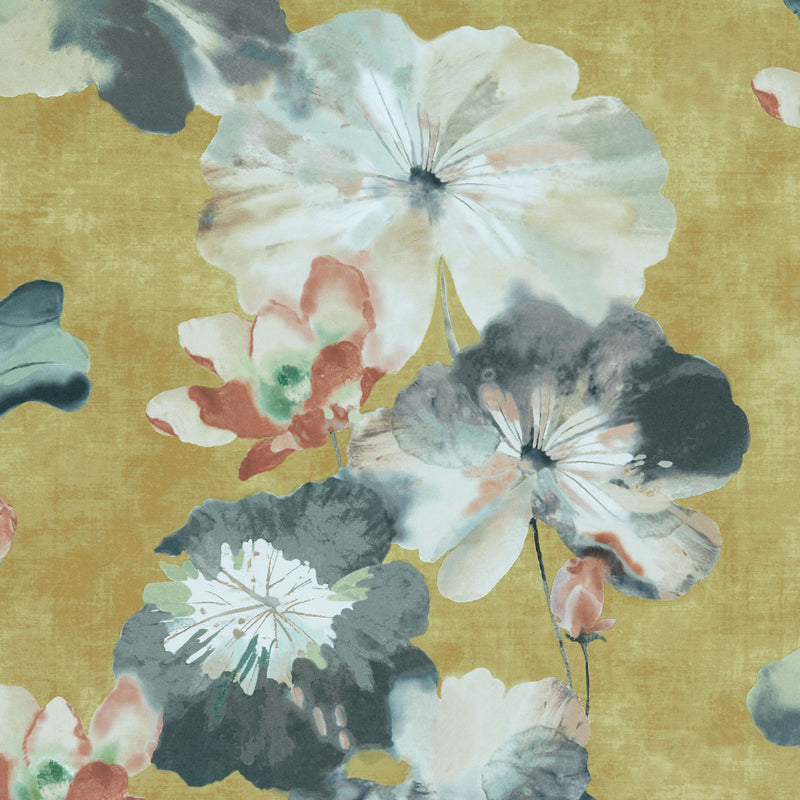 Maxwell - WATER LILIES (WP) - HONEY - Wallcovering by the 11 Yard Roll