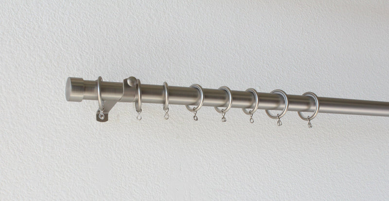 Iron 1 1/8 Inch Round Drapery Rod Set - Includes Curtain Rod, Adjustable Brackets, Rings, and End Caps