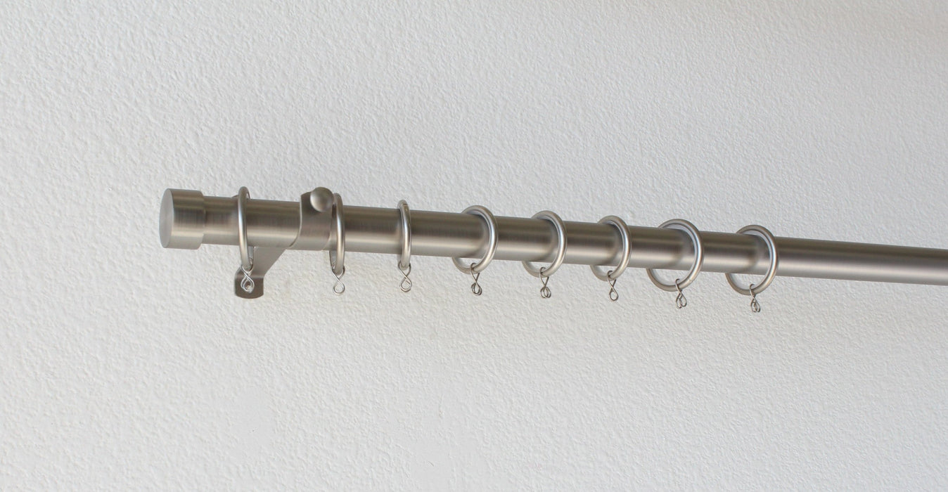 Iron 1 1/8 Inch Round Drapery Rod Set - Includes Curtain Rod, Adjustable Brackets, Rings, and End Caps - New Hardware Line