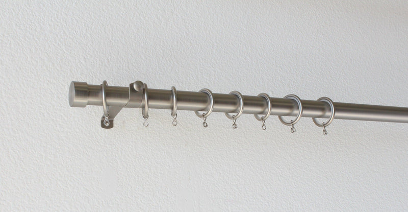 Iron 1 3/8 Inch Round Drapery Rod Set - Includes Curtain Rod, Adjustable Brackets, Rings, and End Caps