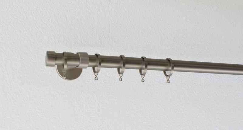 Iron 1 1/8 Inch Round Drapery Rod Set - Includes Curtain Rod, Enclosed Brackets, Flat Rings, and End Caps