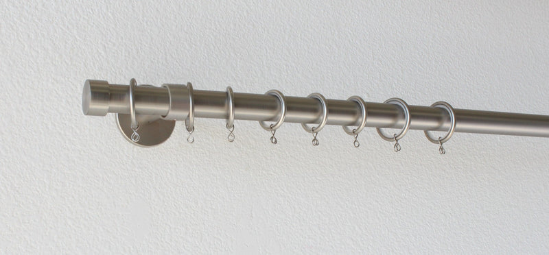 Iron 1 1/8 Inch Round Drapery Rod Set - Includes Curtain Rod, Enclosed Brackets, Rings, and End Caps