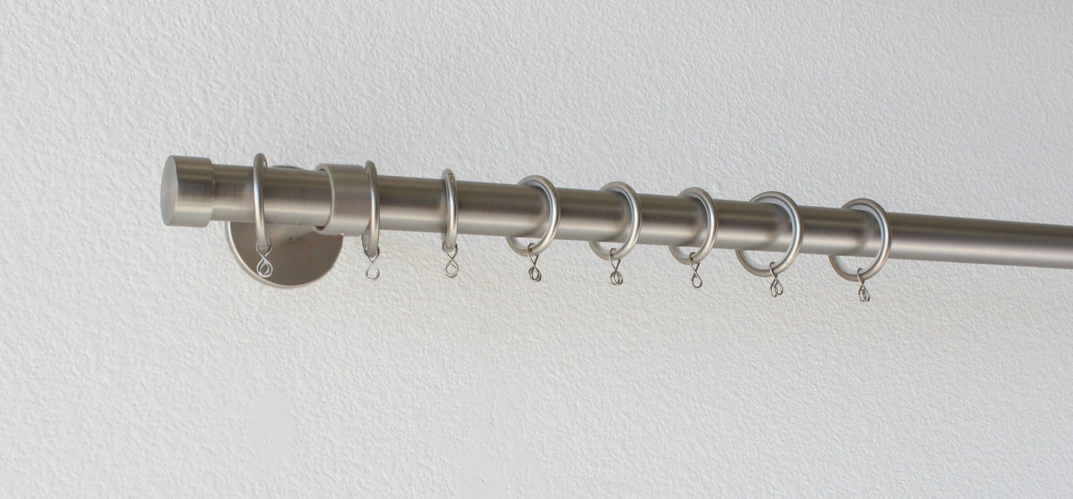 Iron 1 1/8 Inch Round Drapery Rod Set - Includes Curtain Rod, Enclosed Brackets, Rings, and End Caps - New Hardware Line