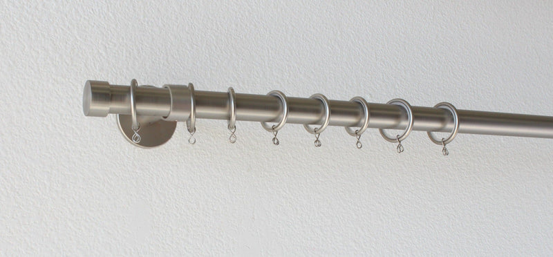 Iron 1 3/8 Inch Round Drapery Rod Set - Includes Curtain Rod, Enclosed Brackets, Rings, and End Caps