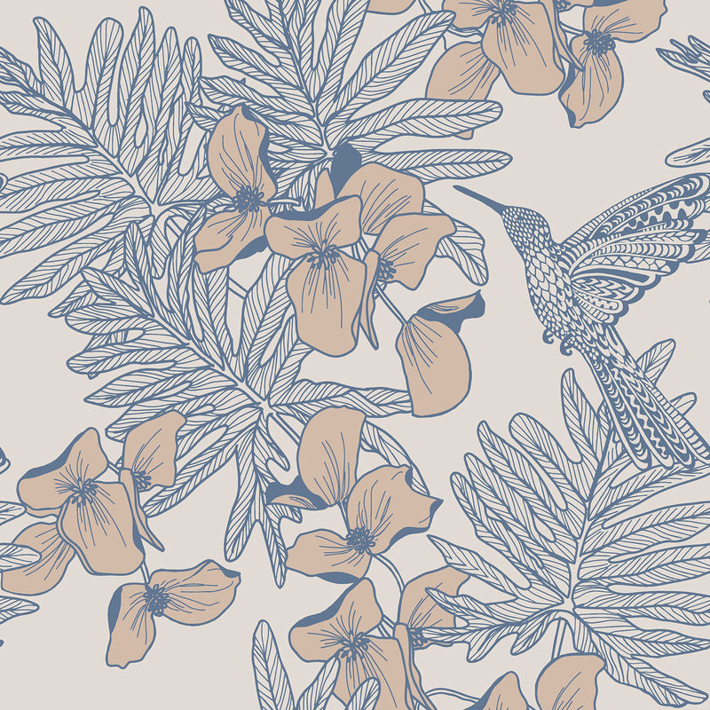 Maxwell - HUMMINGBIRD (WP) - LAGOON - Wallcovering by the 11 Yard Roll