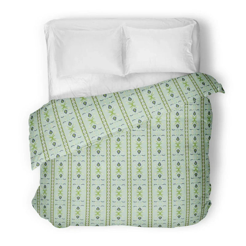 Rosemary Stripe Lagoon Microlux Duvet Cover - Full/Queen