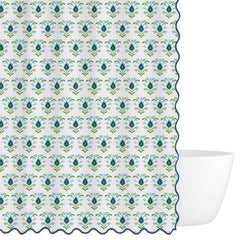 Rosemary White Scalloped Shower Curtain 72" x 72"