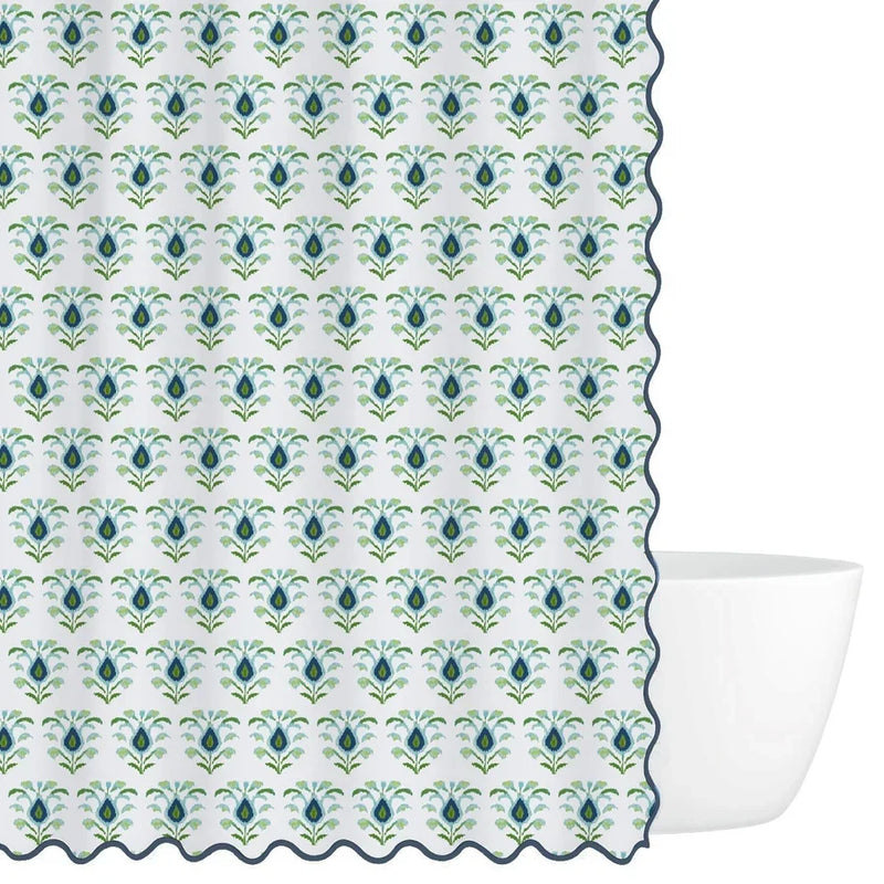 Rosemary White Scalloped Shower Curtain 72" x 72"
