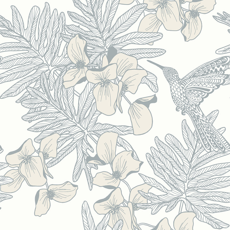 Maxwell - HUMMINGBIRD (WP) - MIST - Wallcovering by the 11 Yard Roll