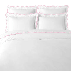 Pink / White Scalloped Duvet Cover - Full/Queen