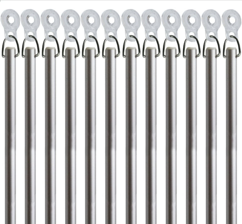 Silver Fiberglass Drapery Pull Wands With Plastic Adapters - Available in Multiple Lengths and Pack Sizes - For Easy Opening and Closing of Curtain Window Treatments
