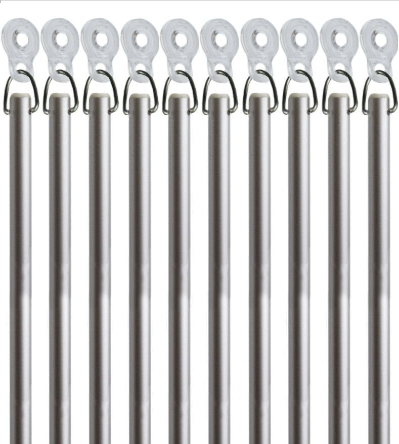 Silver Fiberglass Drapery Pull Wands With Plastic Adapters - Available in Multiple Lengths and Pack Sizes - For Easy Opening and Closing of Curtain Window Treatments