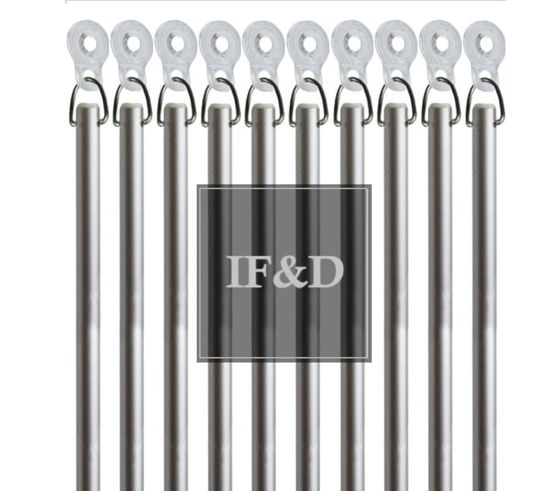 Silver Fiberglass Drapery Pull Wands With Plastic Adapters - Available in Multiple Lengths and Pack Sizes - For Easy Opening and Closing of Curtain Window Treatments