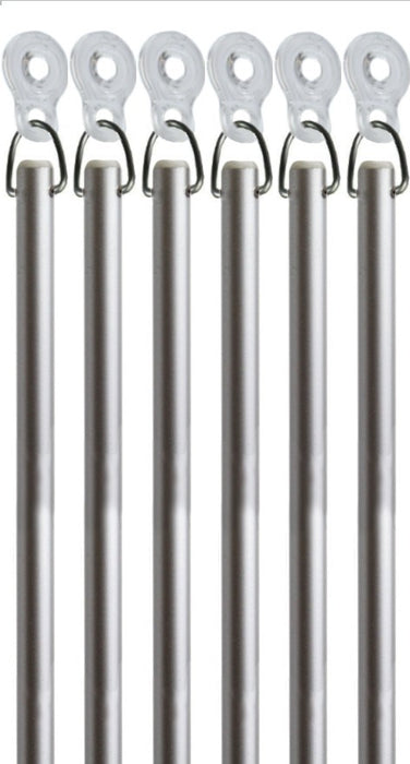 Silver Fiberglass Drapery Pull Wands With Plastic Adapters - Available in Multiple Lengths and Pack Sizes - For Easy Opening and Closing of Curtain Window Treatments