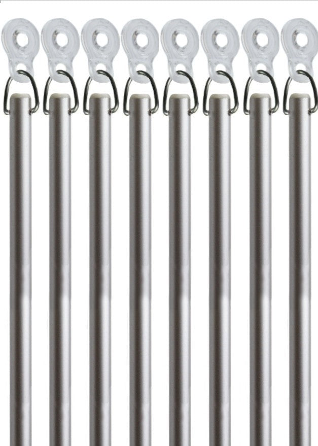 Silver Fiberglass Drapery Pull Wands With Plastic Adapters - Available in Multiple Lengths and Pack Sizes - For Easy Opening and Closing of Curtain Window Treatments
