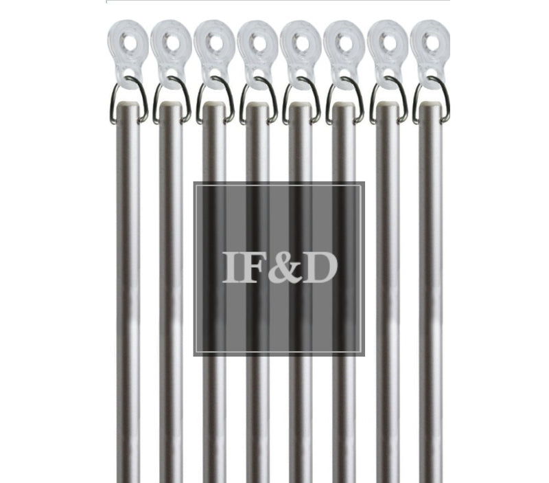 Silver Fiberglass Drapery Pull Wands With Plastic Adapters - Available in Multiple Lengths and Pack Sizes - For Easy Opening and Closing of Curtain Window Treatments