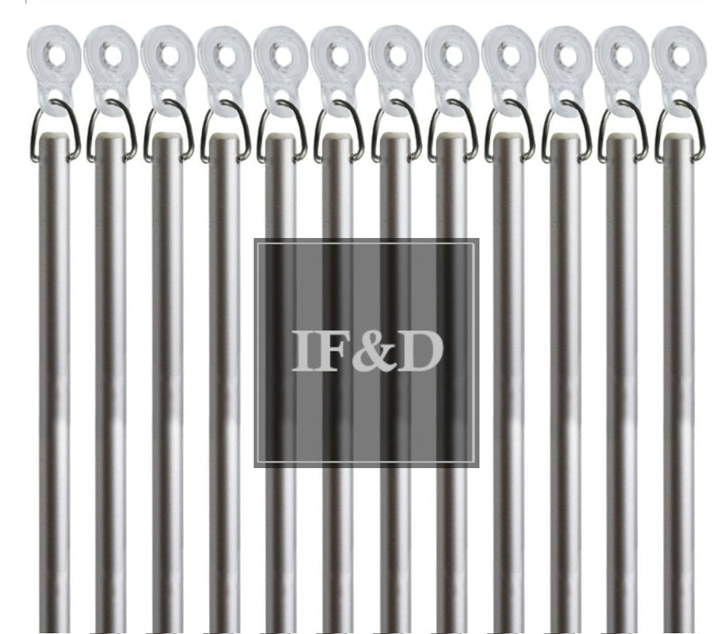 Silver Fiberglass Drapery Pull Wands With Plastic Adapters - Available in Multiple Lengths and Pack Sizes - For Easy Opening and Closing of Curtain Window Treatments