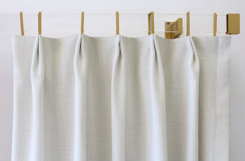 Acrylic Lucite Rectangular Curtain Rod Set- Gold - Includes Drapery Curtain Rod, Brackets, Rings, and End Caps