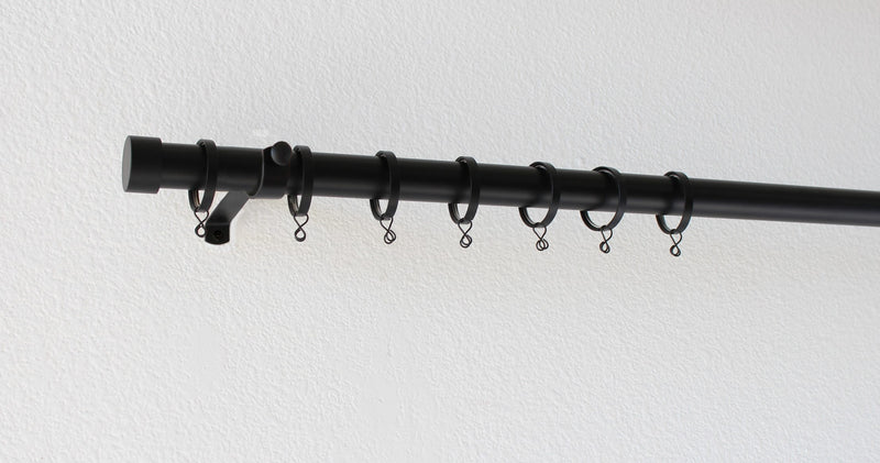 Iron 1 1/8 Inch Round Drapery Rod Set - Includes Curtain Rod, Adjustable Brackets, Flat Rings, and End Caps