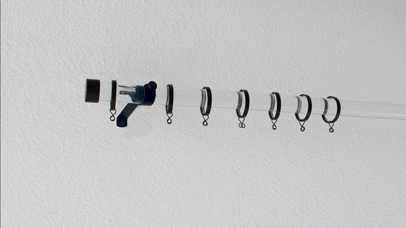 Acrylic 1 1/8 Inch Round Drapery Rod Set - Includes Curtain Rod, Adjustable Brackets, Flat Rings, and End Caps