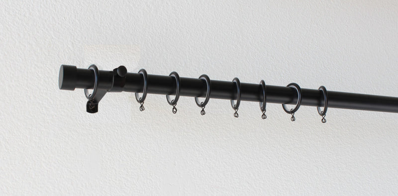 Iron 1 1/8 Inch Round Drapery Rod Set - Includes Curtain Rod, Adjustable Brackets, Rings, and End Caps