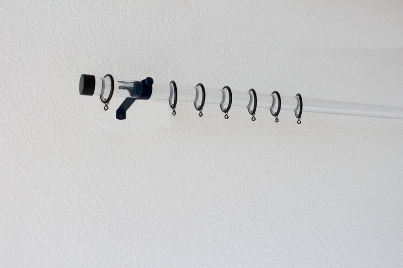 Acrylic 1 3/8 Inch Round Drapery Rod Set - Includes Curtain Rod, Adjustable Brackets, Rings, and End Caps