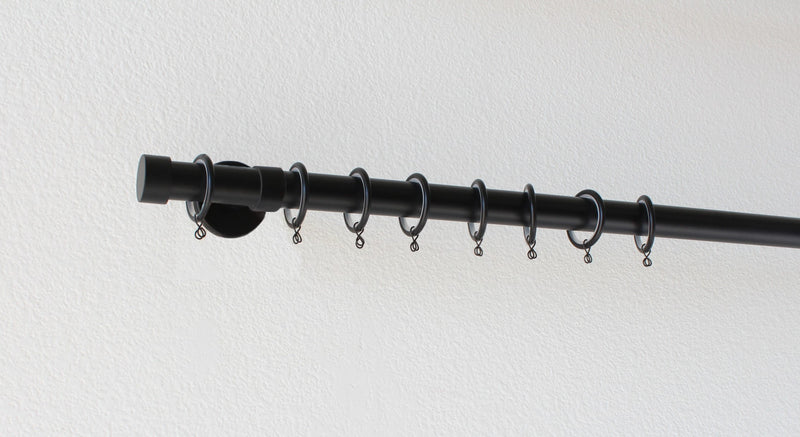 Iron 1 1/8 Inch Round Drapery Rod Set - Includes Curtain Rod, Enclosed Brackets, Rings, and End Caps
